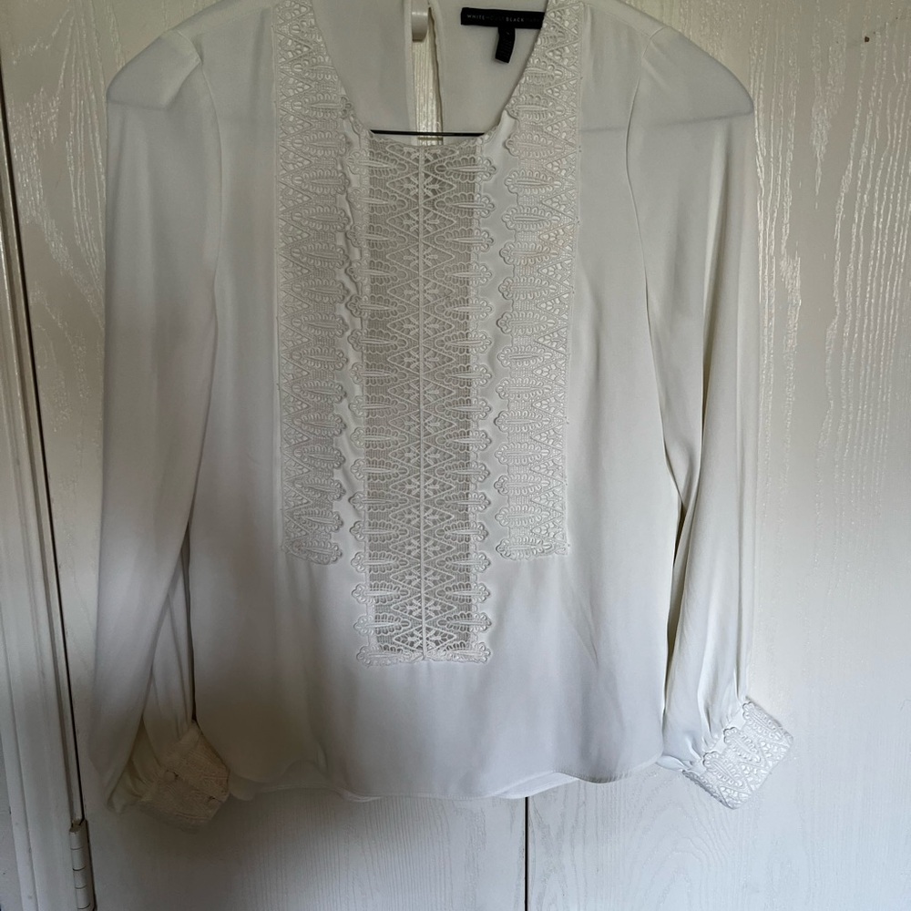 White House Black Market Ruffled Bib Collar Blouse